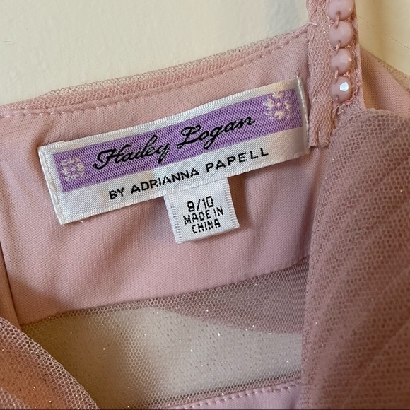 Hailey Logan by Adrianna Papell Blush Pink High Low Cutoit V-Neck Straps Gown - Picture 4 of 6